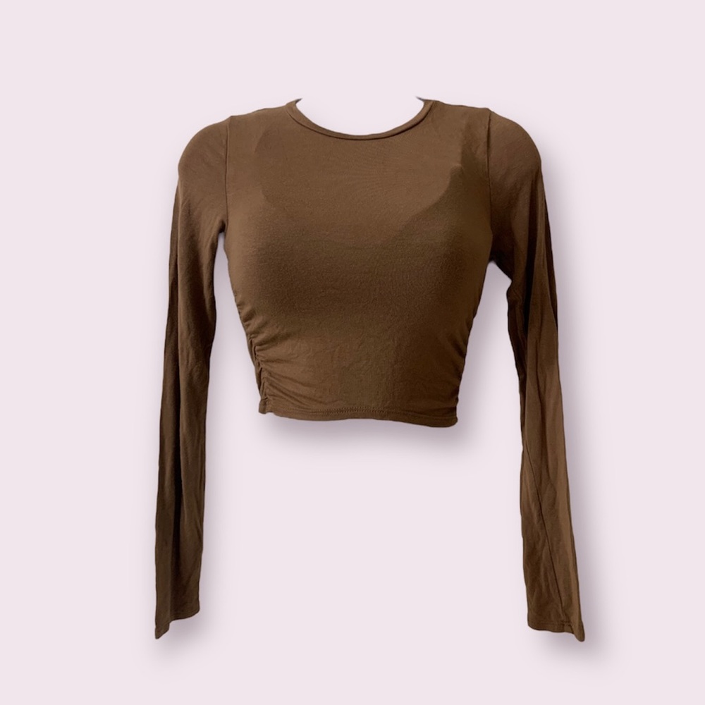 ANTISTAR Brown Form-fitting Crop Top Shape Enhancing